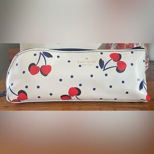 Kate Spade NWT Cherry Print Cosmetic Pencil Case Bag Ruler Eraser Sharpener